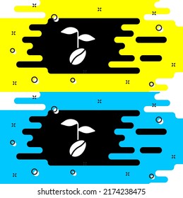 Icono de judías de café blanco aislado en fondo negro.  Vector