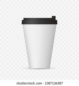 White Coffee Cap mock up. Empty mug template with space for logo or text. Vector illustration isolated on transparent background