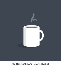 white coffee ceramic cup in flat vector design