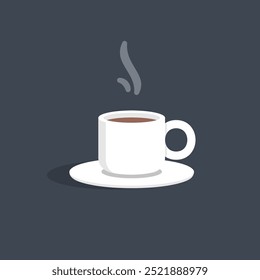 white coffee ceramic mug in flat vector design.