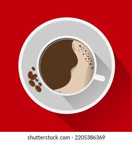 White coffee cup Abstract Background red color. Vector illustration.