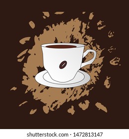 White coffee Cup with coffee bean pattern