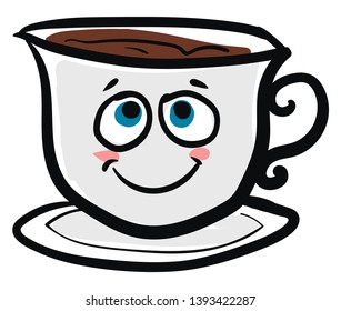 Una taza de café blanca con un hermoso dibujo o ilustración de color vectorial