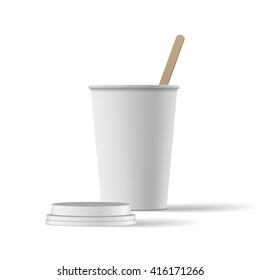 White Coffee Cup with Cap realistic Mockup