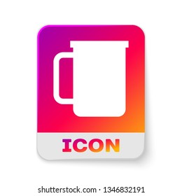 White Coffee cup flat icon isolated on white background. Tea cup. Hot drink coffee. Rectangle color button. Vector Illustration