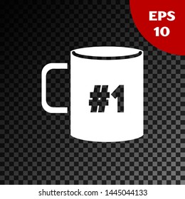 White Coffee cup flat icon isolated on transparent dark background. Tea cup. Hot drink coffee.  Vector Illustration