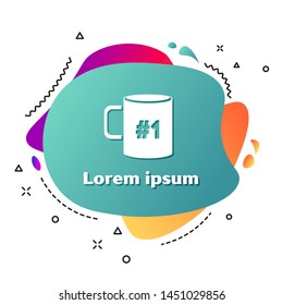 White Coffee cup flat icon isolated on white background. Tea cup. Hot drink coffee. Abstract banner with liquid shapes. Vector Illustration