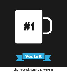 White Coffee cup flat icon isolated on black background. Tea cup. Hot drink coffee.  Vector Illustration