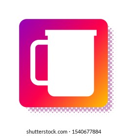 White Coffee cup flat icon isolated on white background. Tea cup. Hot drink coffee. Square color button. Vector Illustration