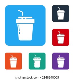 White Coffee cup to go Symbol einzeln auf weißem Hintergrund. Die Symbole werden in den Tasten für das Farbquadrat eingestellt. Vektorgrafik
