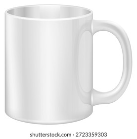 Eine weiße Kaffeetasse mit Griff