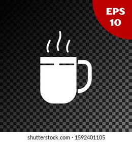 White Coffee cup icon isolated on transparent dark background. Tea cup. Hot drink coffee.  Vector Illustration