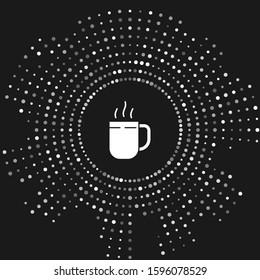 White Coffee cup icon isolated on grey background. Tea cup. Hot drink coffee. Abstract circle random dots. Vector Illustration
