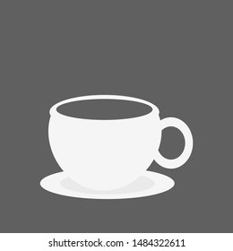 white coffee cup isolated on dark grey background. vector illustration