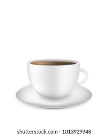 White coffee cup on white background, vector