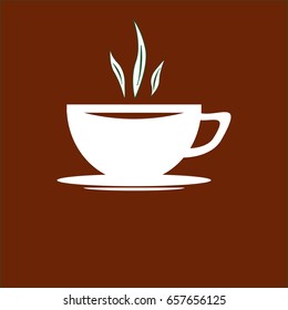 white coffee Cup on a brown background. vector illustration