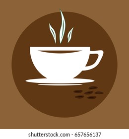 white coffee Cup on a brown background. vector illustration