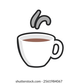 white coffee cup in outline flat vector design.