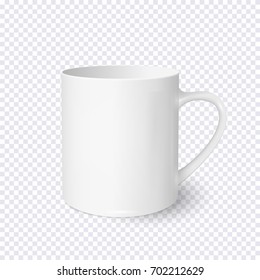 White coffee cup realistic isolated on transparent background. Vector template for Mock Up. Vector illustration