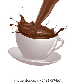 White coffee cup splash. vector