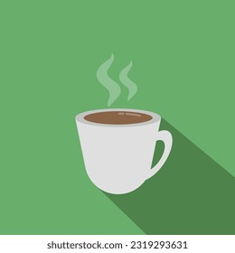 White Coffee Cup With Steam In Flat Style Vector Design.