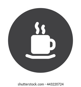 White Coffee icon on black button isolated on white