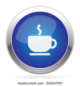 White Coffee icon on blue web app button