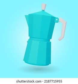 White coffee maker isolated on blue background. 3D render Vector illustration.