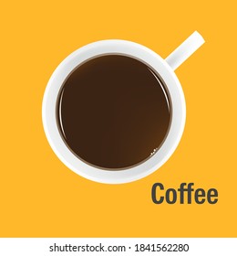 taza de café blanca En la taza hay café negro Pónganse sobre un fondo amarillo