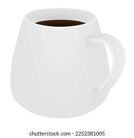 White coffee mug on white background, vector