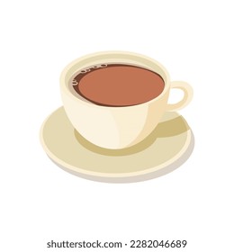 White coffee mug with steam in flat design style. Vector illustration