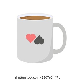 White coffee mugs. Ceramic mug with hearts. Isolated on white background.	
