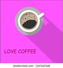 white coffee on pink background.