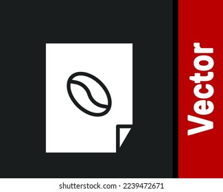 White Coffee poster icon isolated on black background.  Vector Illustration