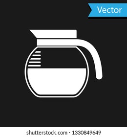 White Coffee pot icon isolated on black background. Vector Illustration