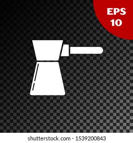 White Coffee turk icon isolated on transparent dark background.  Vector Illustration