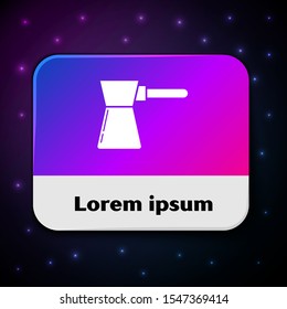 White Coffee turk icon isolated on black background. Rectangle color button. Vector Illustration