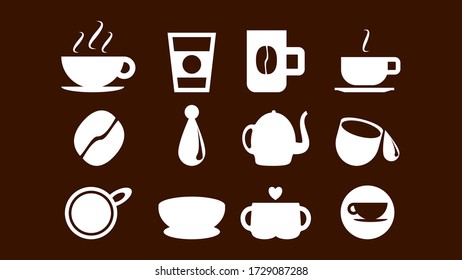 White Coffee Vector Icons hot brewed drink