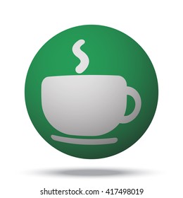 White Coffee web icon on green ball