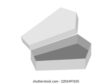 white coffin design on a white background