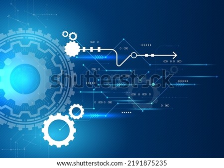 white cogwheel background on high tech digital technology circuit board