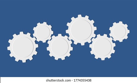 Weißes Zahnrad Das Konzept der Koordination mechanischer Prozesse.Vektor eps