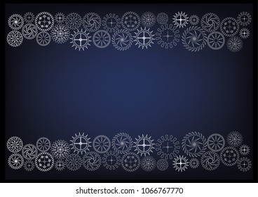 white cogwheels on a blue background. Drawing. 