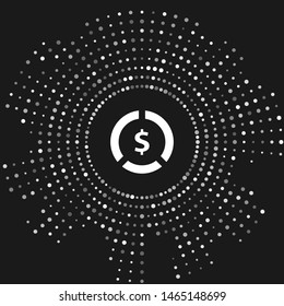 White Coin money with dollar symbol icon isolated on grey background. Banking currency sign. Cash symbol. Abstract circle random dots. Vector Illustration