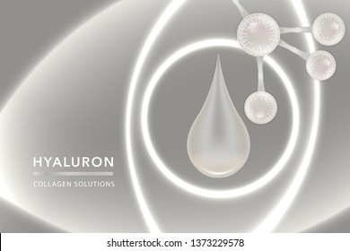 white Collagen Serum drop, cosmetic advertising background ready to use, luxury skin care ad, vector illustration.	