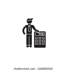 White collar black vector concept icon. White collar flat illustration, sign