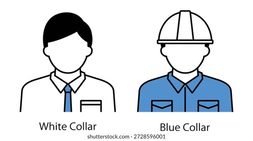 White collar and blue collar worker icon set