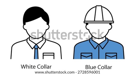 White collar and blue collar worker icon set