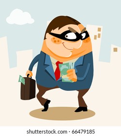 White Collar Crime, Corruption, Money laundering. Vector Illustration