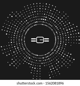 White Collar with name tag icon isolated on grey background. Simple supplies for domestic animal. Cat and dog care. Pet chains. Abstract circle random dots. Vector Illustration